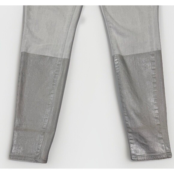 Paige Verdugo Ultra Skinny Jeans Size 29 Light Gray Metallic Coated Leg Stretch - Picture 7 of 16